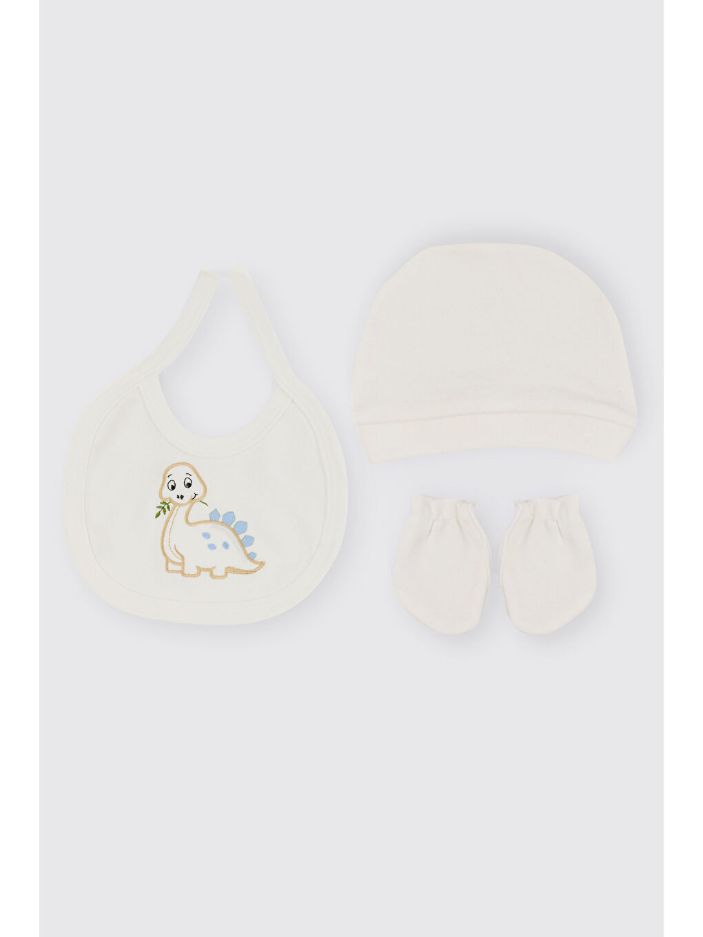 Yenidoğan Dinozor Detaylı Ekru 5'li Hastane Çıkış Seti-2