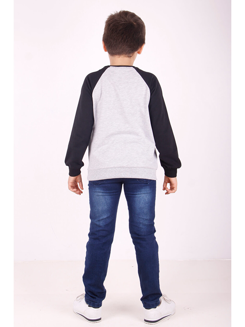 Gri Erkek Çocuk Reglan Kol Detaylı Cepli Sweatshirt-2
