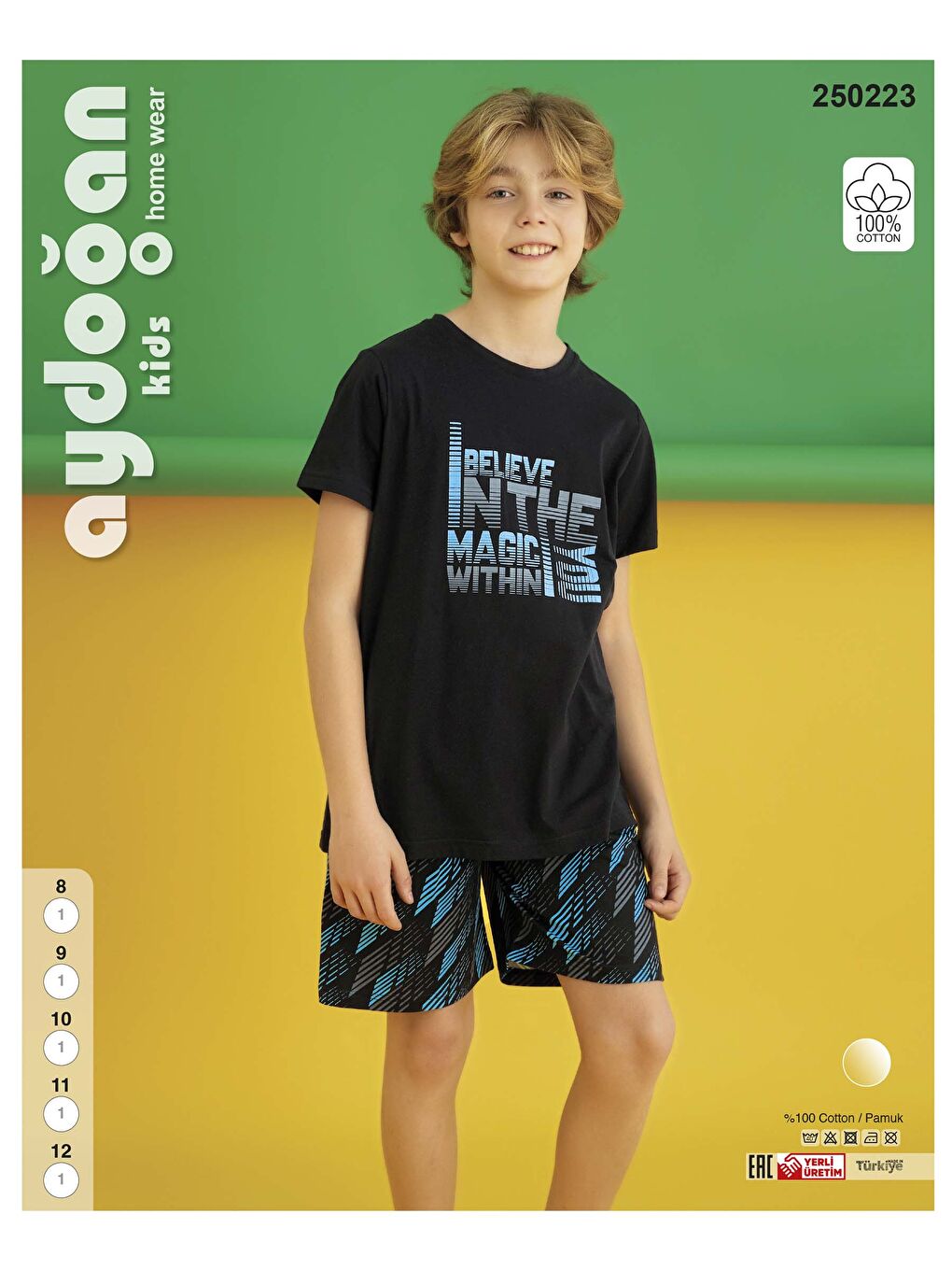 Siyah Erkek Garson Kısa Kol Şortlu Pijama Takım-1