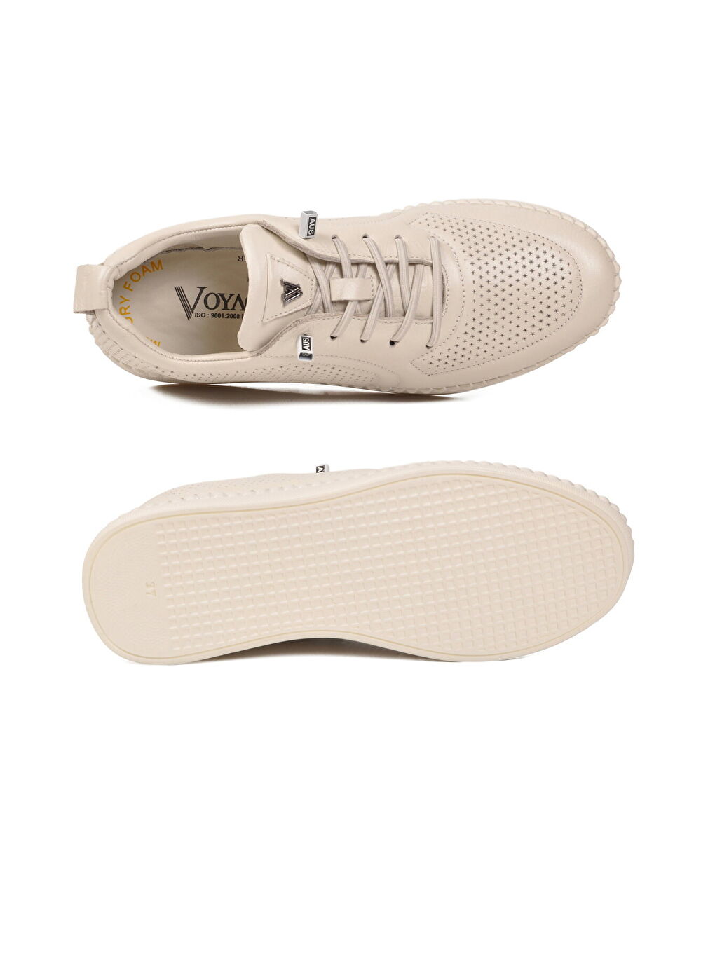 Ekru Hakiki Deri Anatomik Kadın Casual Ayakkabı Z094 Z-4