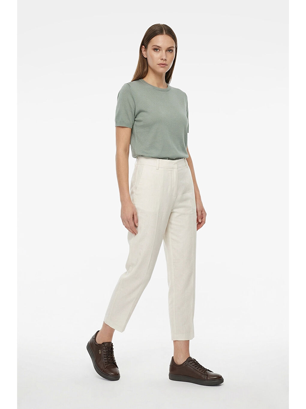 Kahverengi Kadın TÜTÜN KAHVE Bağcıklı Termo Taban Hakiki Deri Sneaker-2