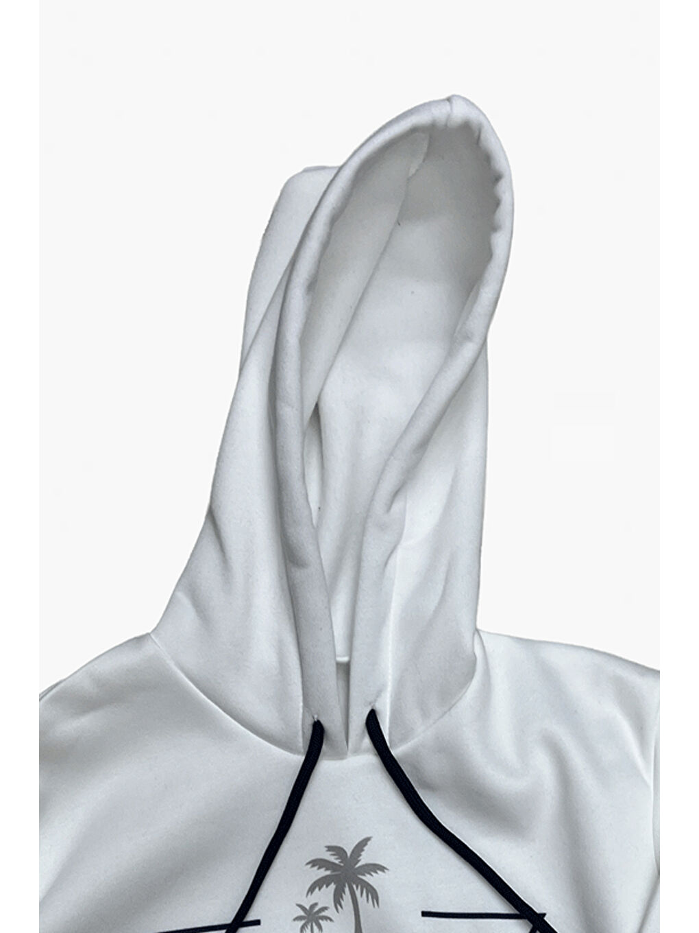 Beyaz Kız Çocuk Kapüşonlu Kanguru Cepli Ribana ve Baskı Detaylı 3 İplik Sweatshirt 12325-3