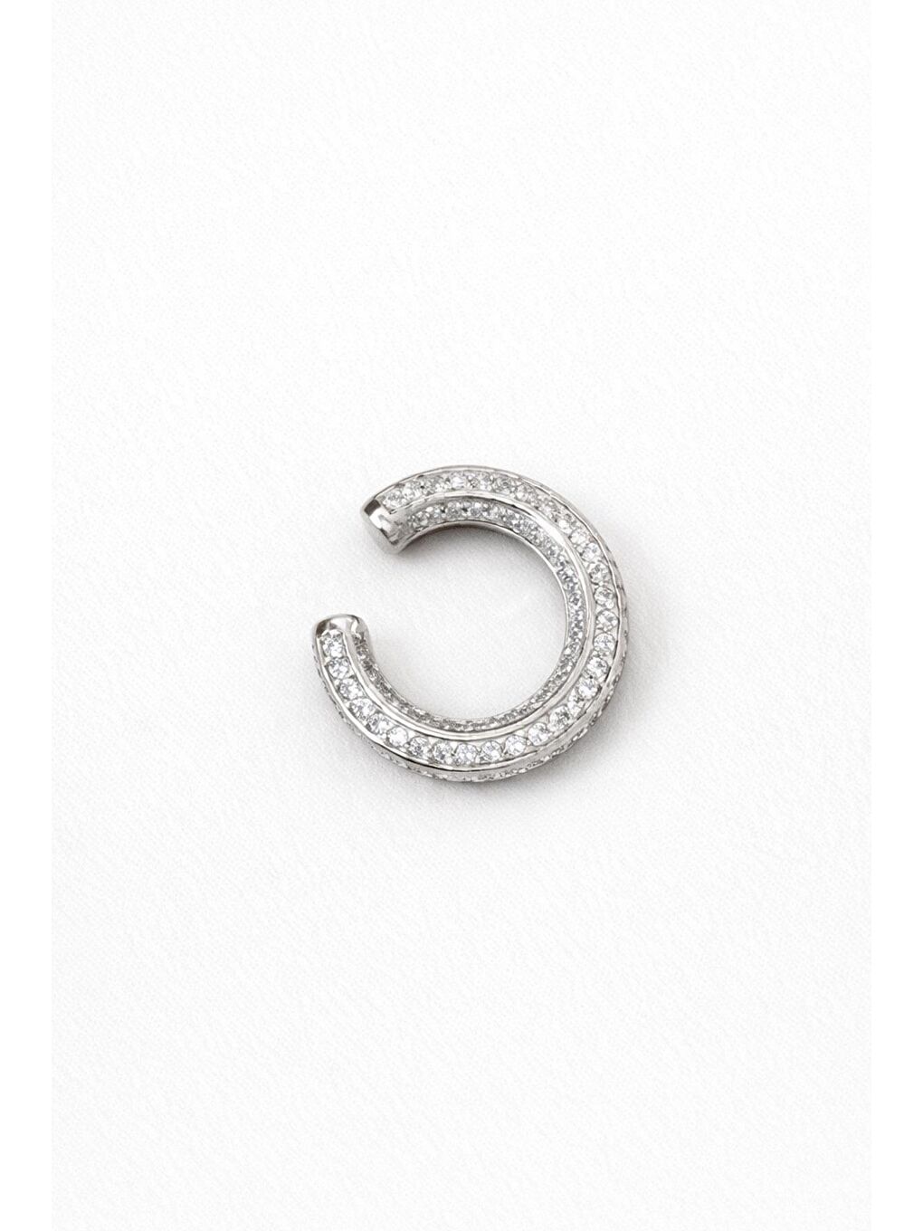 Gri Gömme Taşlı Geçirmeli Kıkırdak Küpe Ear Cuff-1