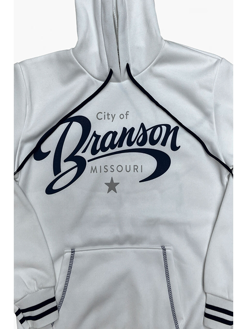 Beyaz Erkek Çocuk Kapüşonlu Kanguru Cepli Ribana ve Baskı Detaylı 3 İplik Sweatshirt 12326-1