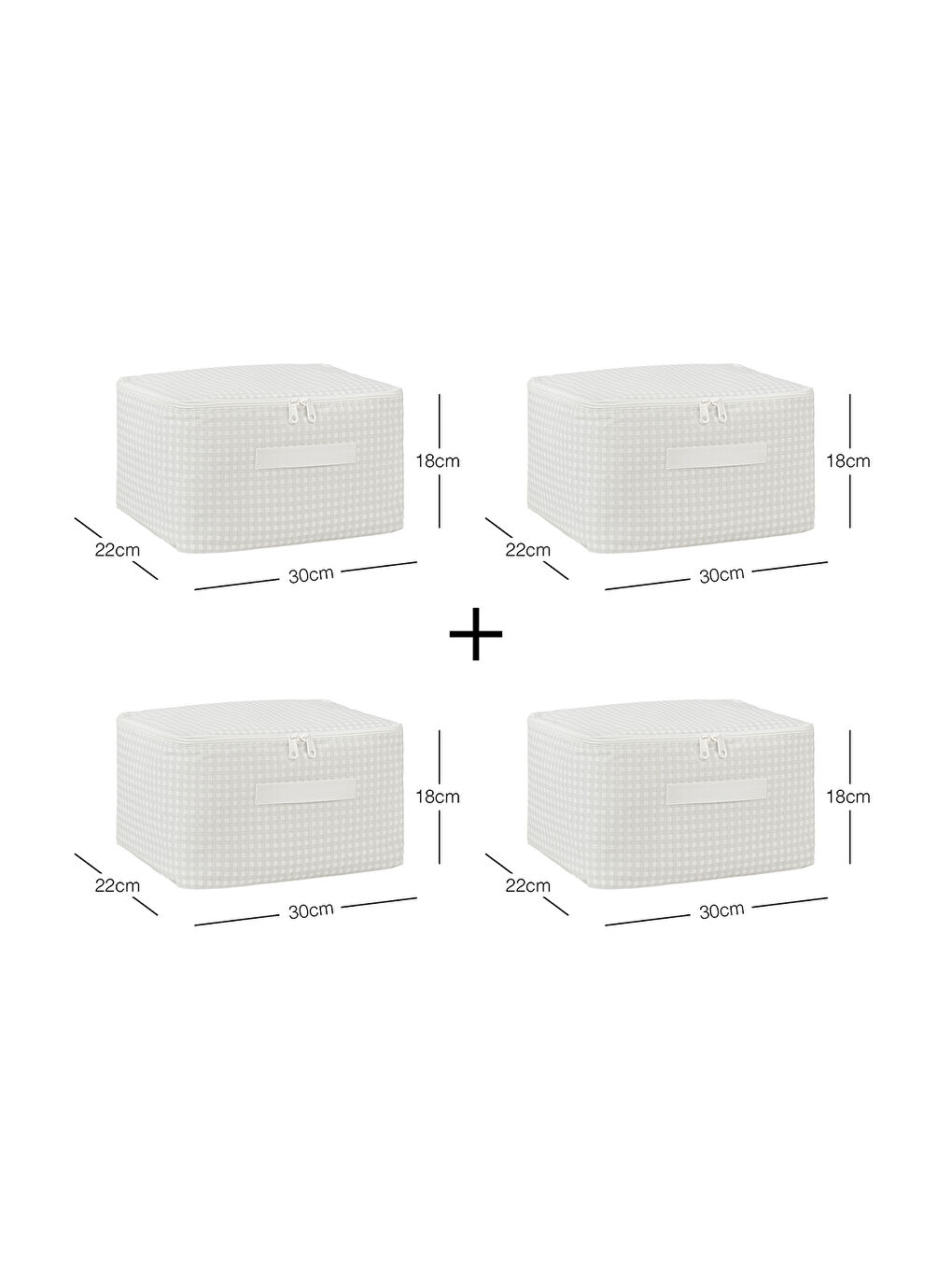 4'lü Küçük Boy Gri Pötikare Hurç Set 30 x 22 x 18 cm-6