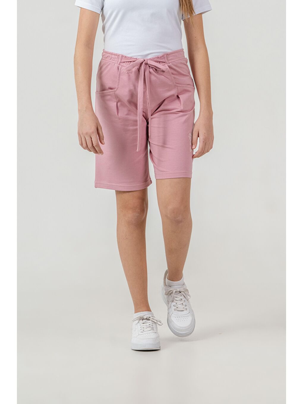 Pembe Kemer Fiyonk Kurdeleli Dreams Nakışlı Kız Çocuk Şort-1