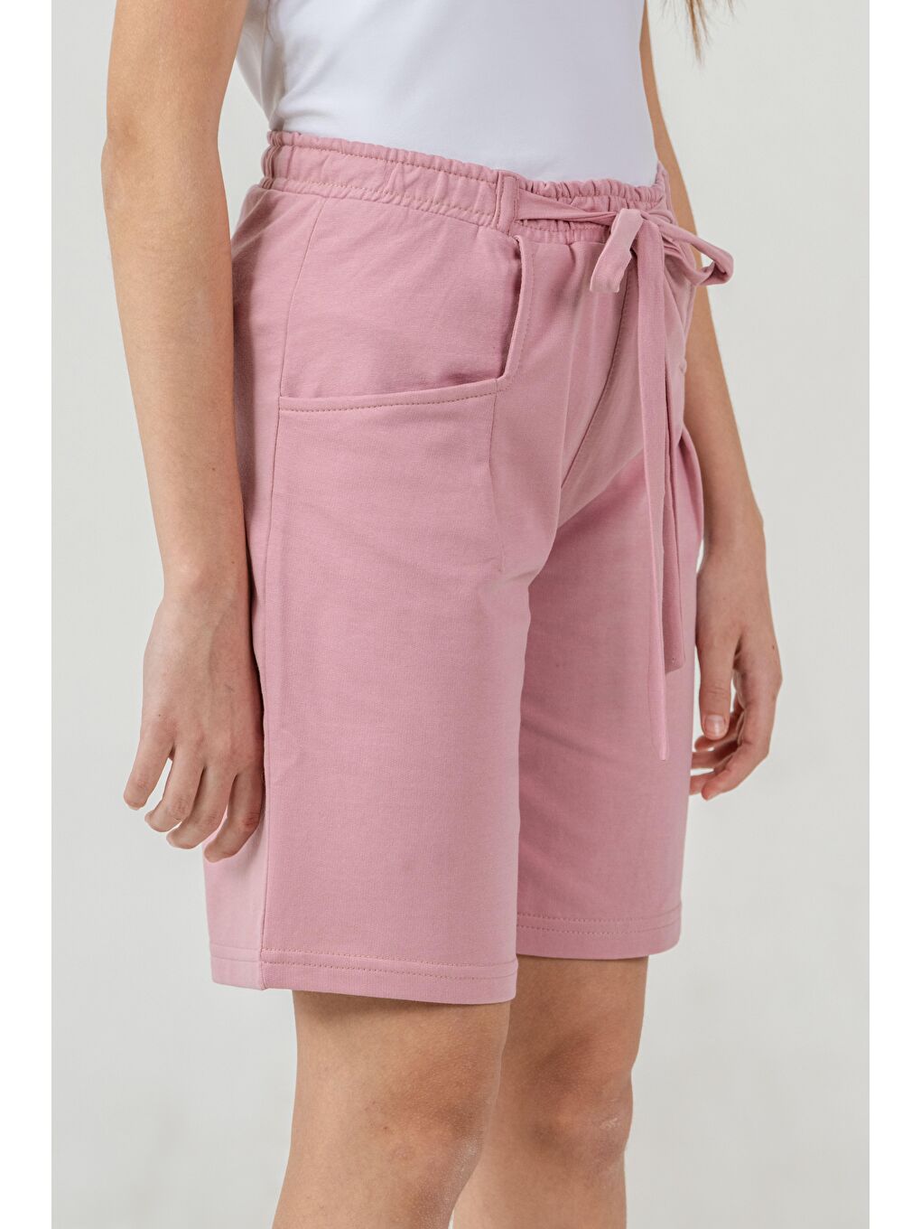 Pembe Kemer Fiyonk Kurdeleli Dreams Nakışlı Kız Çocuk Şort-2