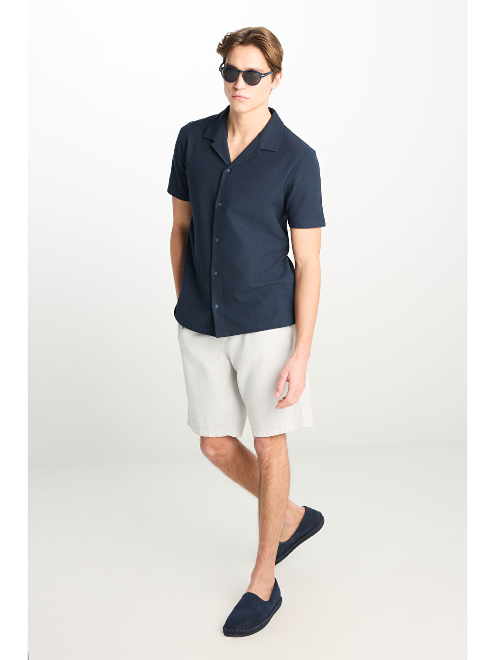 Relaxed Fit Geniş Kesim Lacivert Pamuklu Gömlek-2