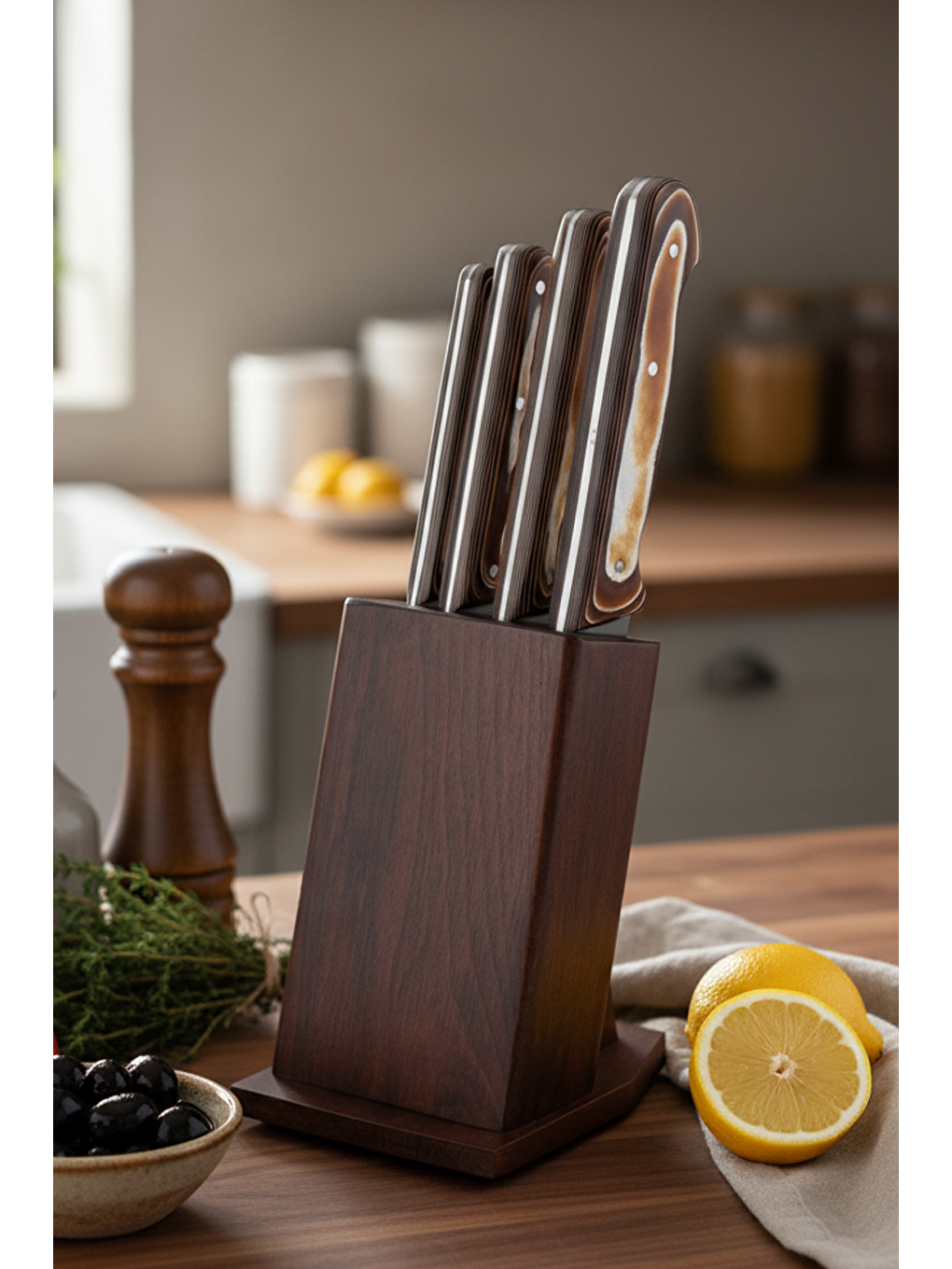 Kahverengi Arcos Takozlu Bıçak Seti-5