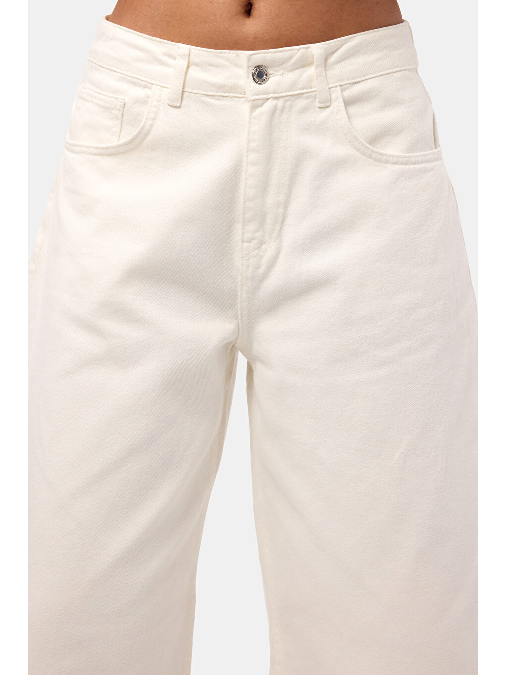 Kadın Kırık Beyaz 7s6-101 Maxi Denim Bermuda Şort-3