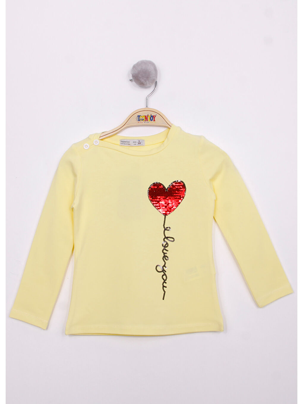 Sarı Kız Çocuk Göğsü Pul Nakışlı T-Shirt