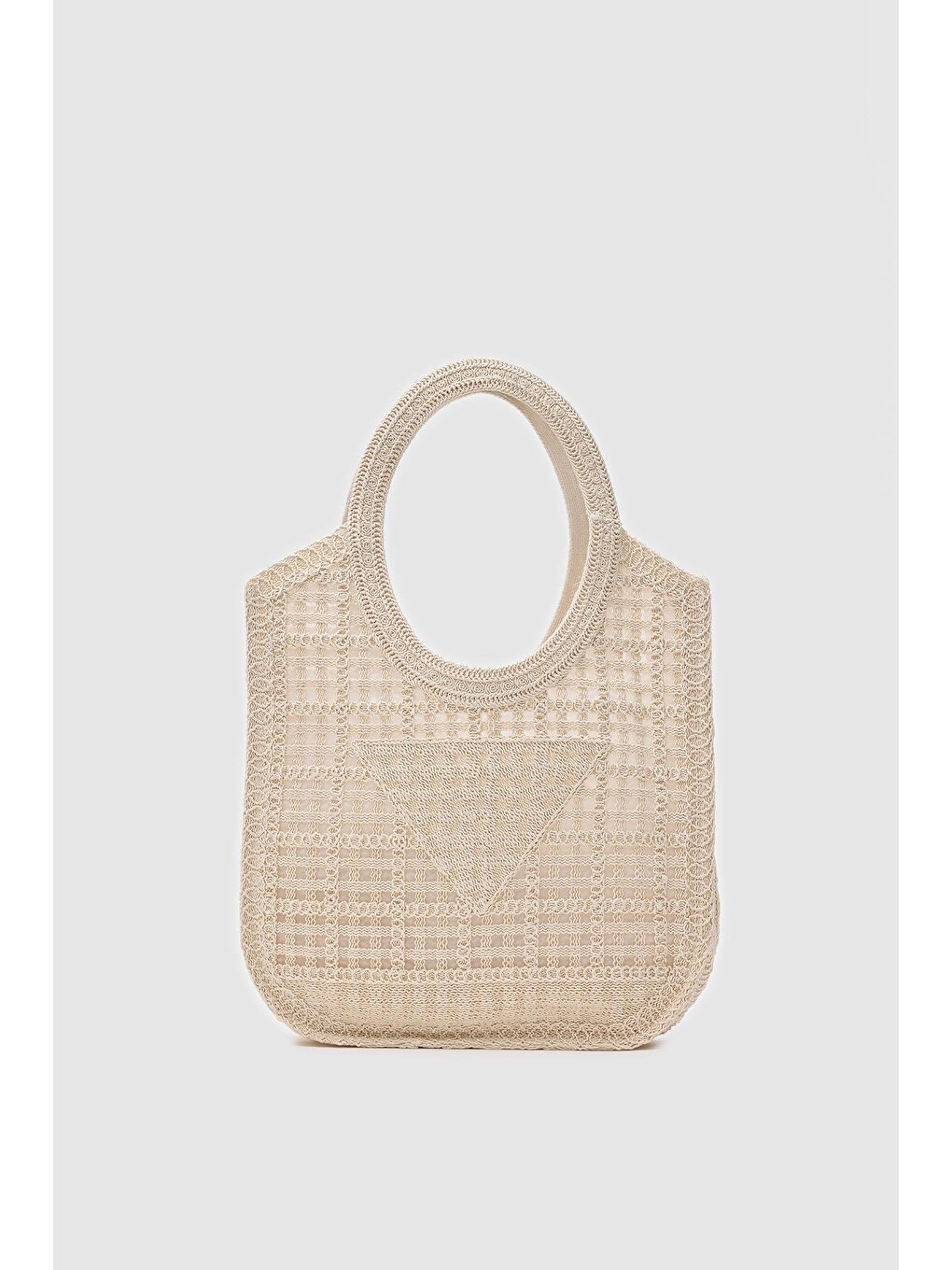 Ekru Vicolo Handmade Makrome Tote Çanta Krem