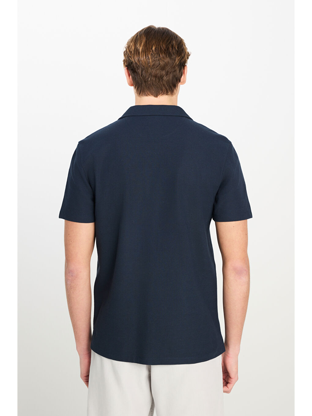 Relaxed Fit Geniş Kesim Lacivert Pamuklu Gömlek-4