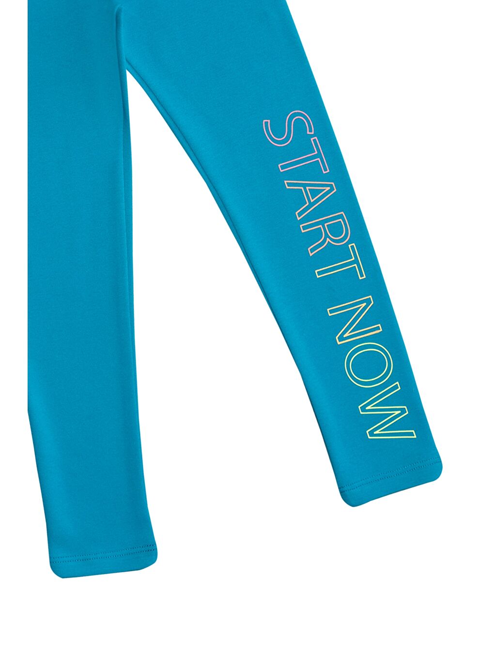 Koyu Turkuaz Kız Çocuk Start Now Baskılı Şardonlu Tayt-1