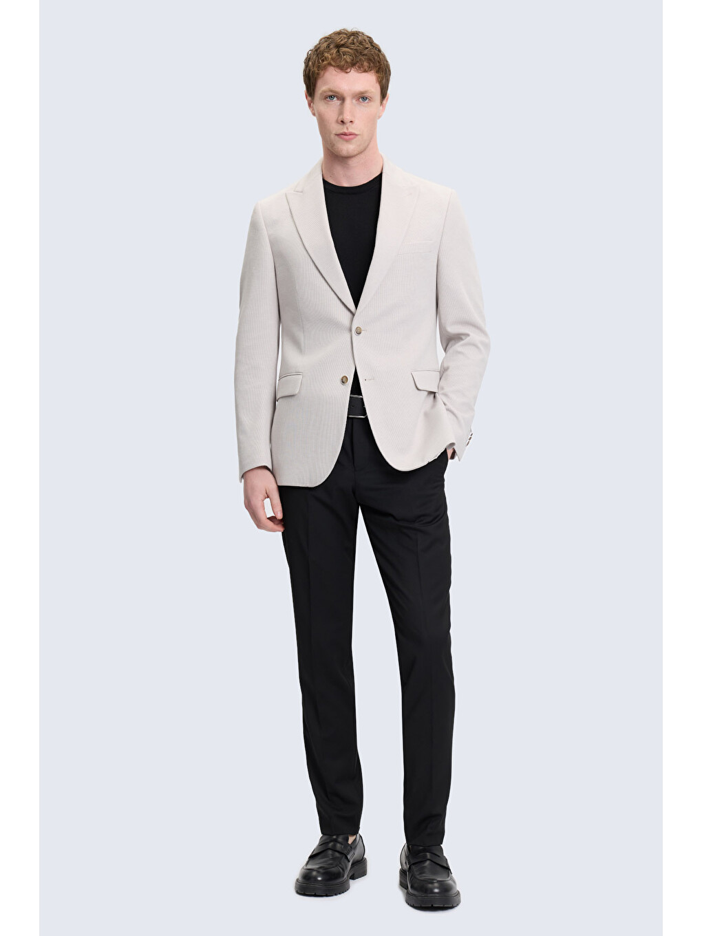 Bej Taş Comfort Fit Sivri Yaka Klasik Ceket-2