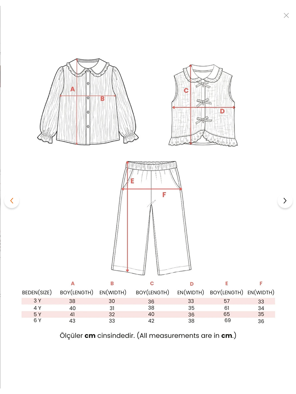 Pembe Kız Çocuk Pamuklu Pudra Fiyonk Detaylı Müslin Takım - 3'Lü Bluz Yelek Pantolon-8