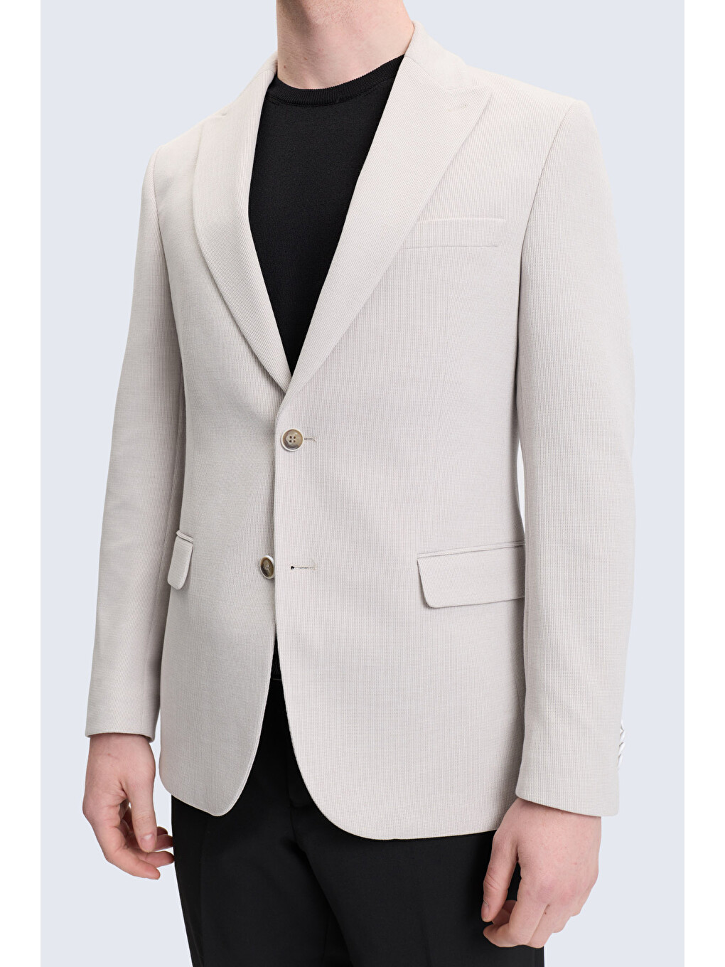 Bej Taş Comfort Fit Sivri Yaka Klasik Ceket-3