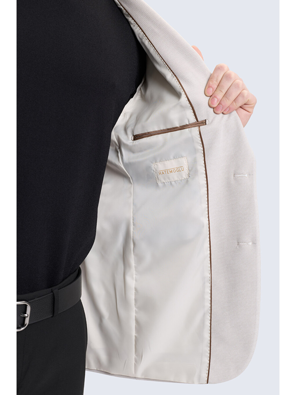 Bej Taş Comfort Fit Sivri Yaka Klasik Ceket-4