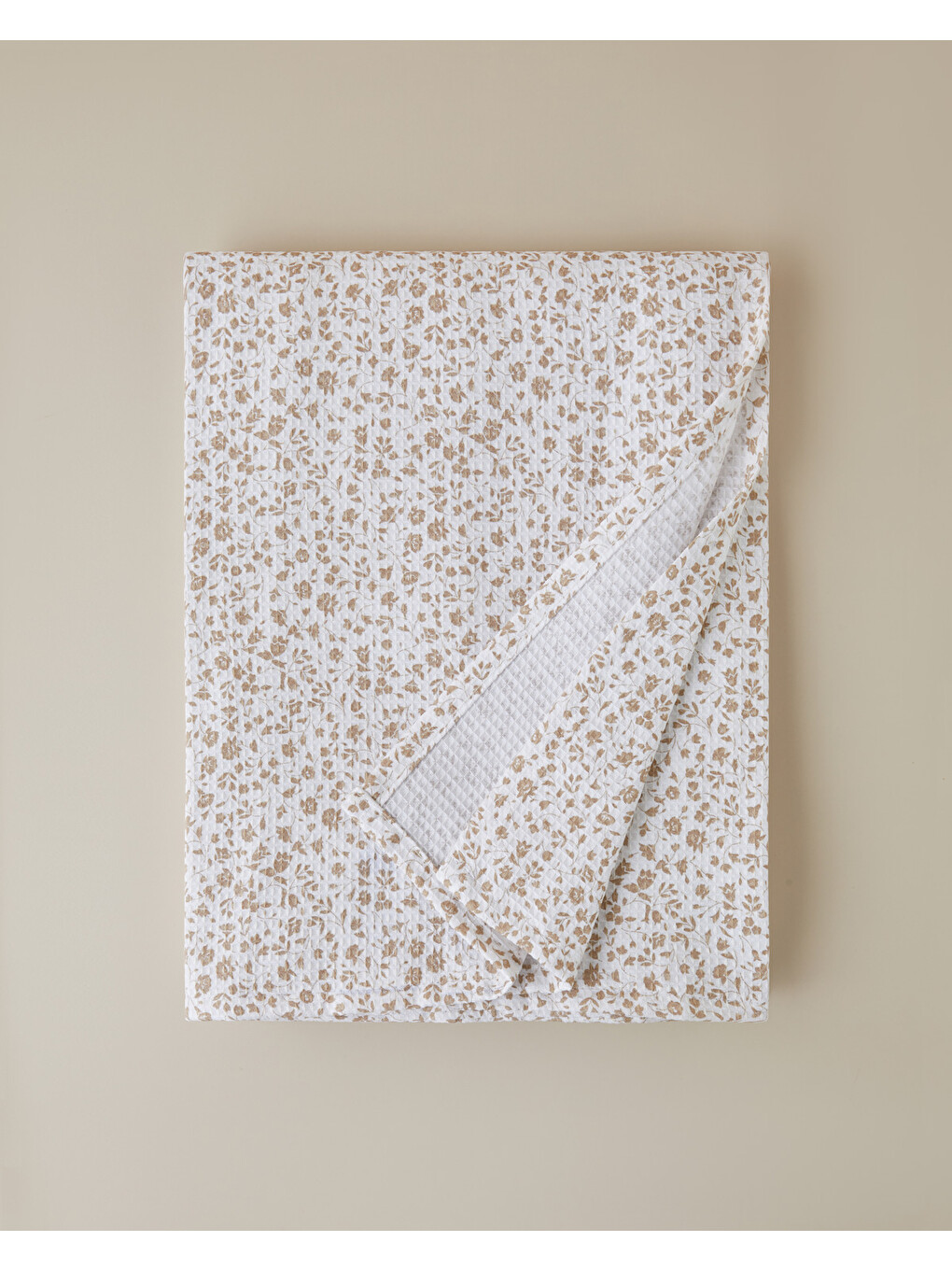 Floral Trail Tek Kişilik Pike 150x220 Cm Bej
