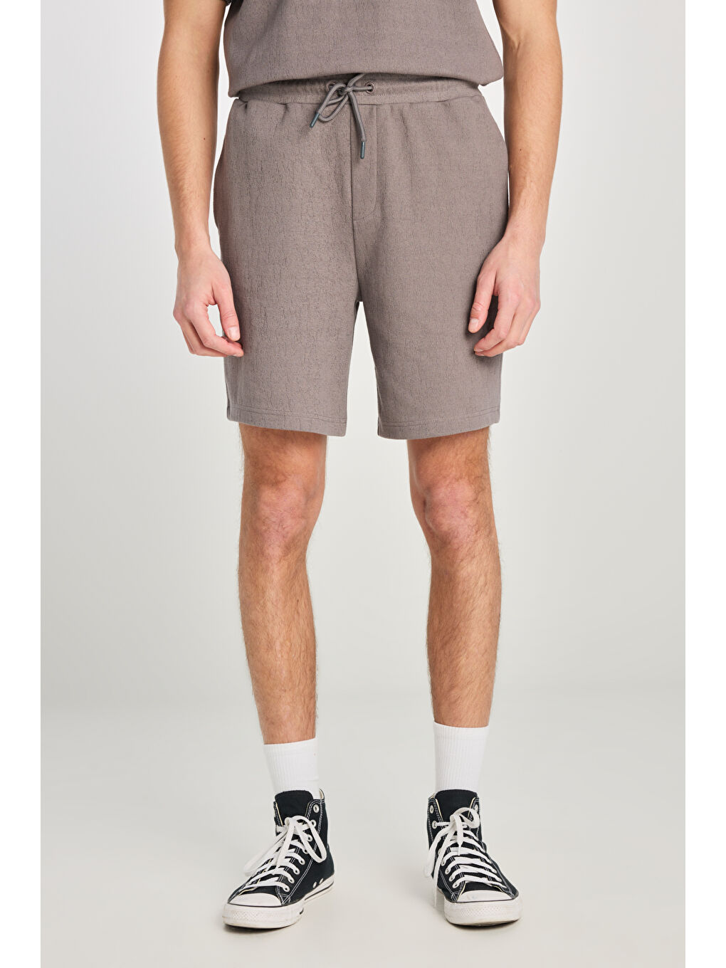 Relaxed Fit Geniş Kesim Normal Bel Pamuklu Gri Sweatşort-2