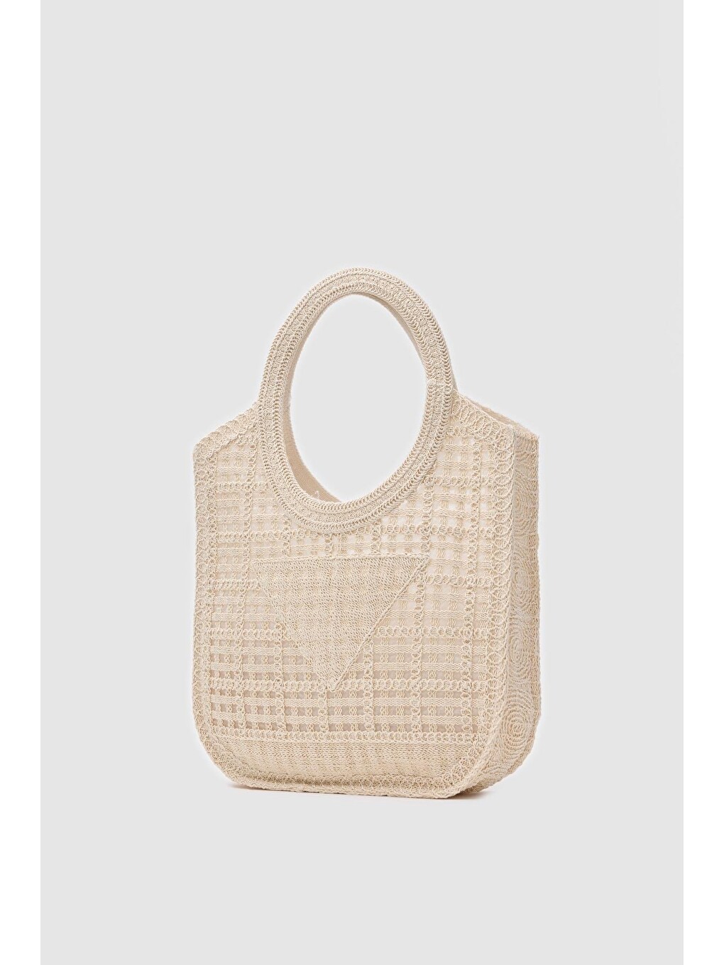 Ekru Vicolo Handmade Makrome Tote Çanta Krem-3