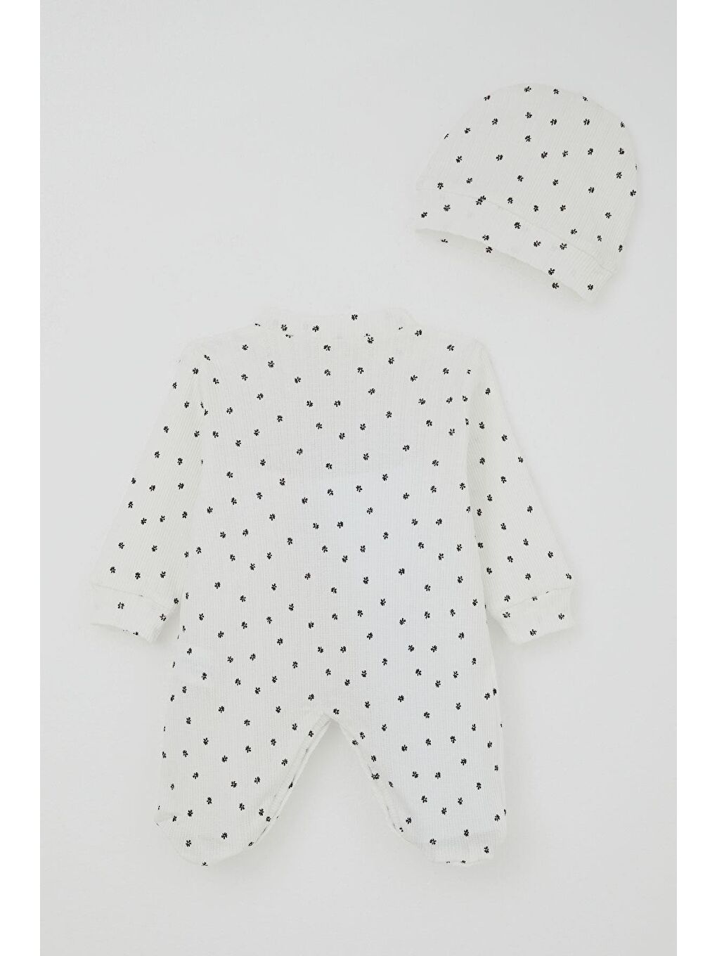 Kız Bebek Patikli Tulum Mini Çiçek Masalı Beyaz (0-6 Ay)-1