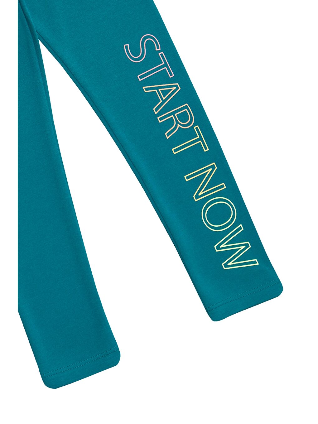 Koyu Petrol Kız Çocuk Start Now Baskılı Şardonlu Tayt-1