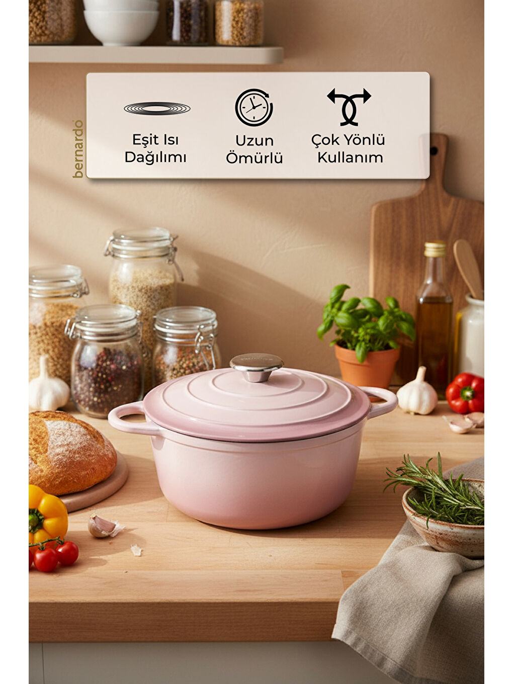 Intensa Döküm Tencere Pembe 24cm-7