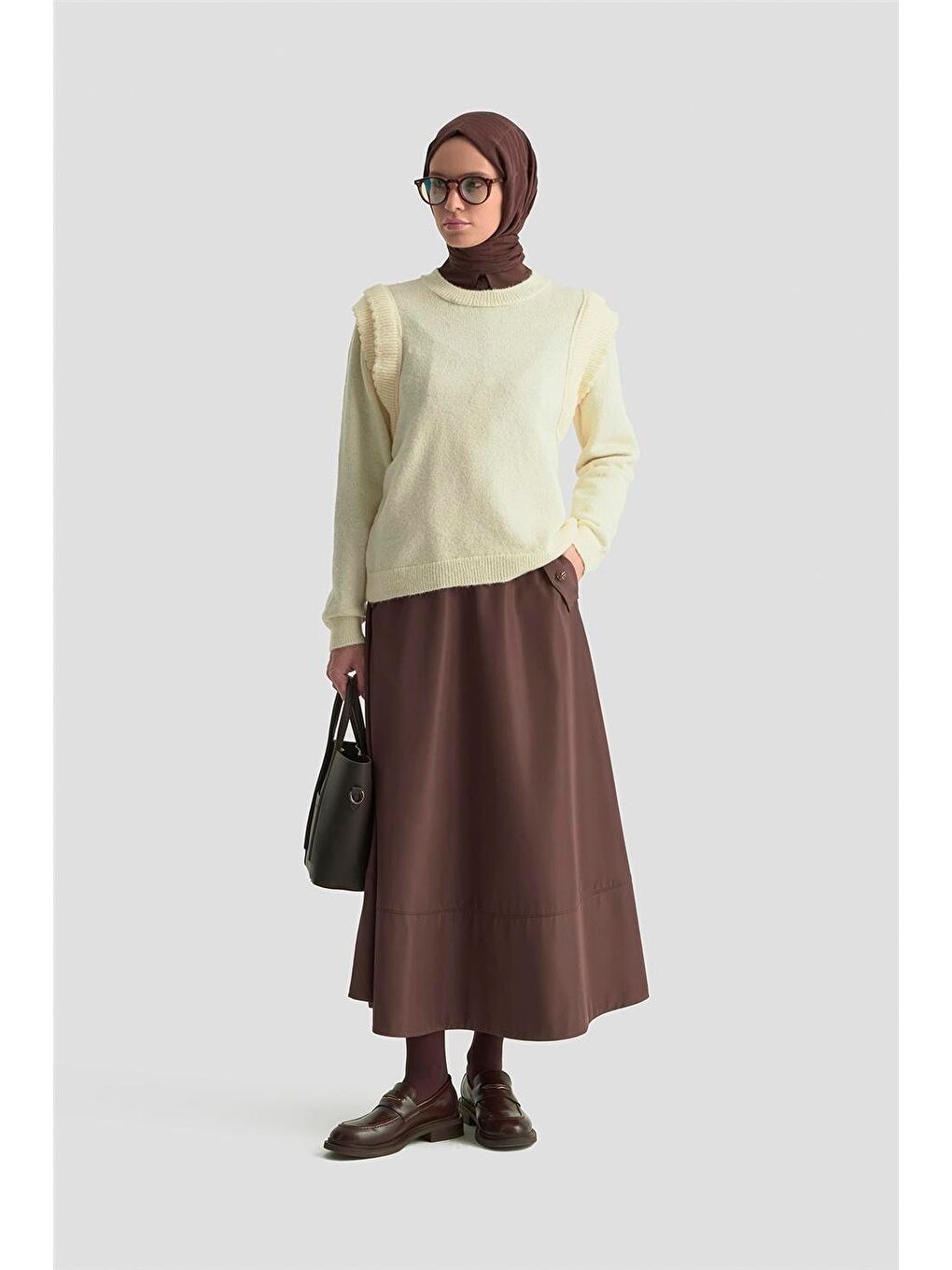 Kolları Fırfırlı Kazak 25Kd6012 Ekru-1