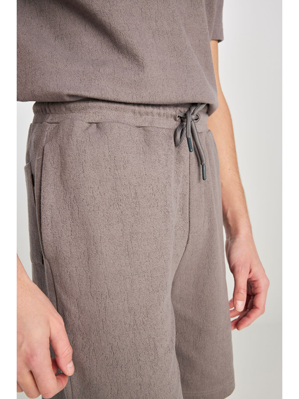 Relaxed Fit Geniş Kesim Normal Bel Pamuklu Gri Sweatşort-4