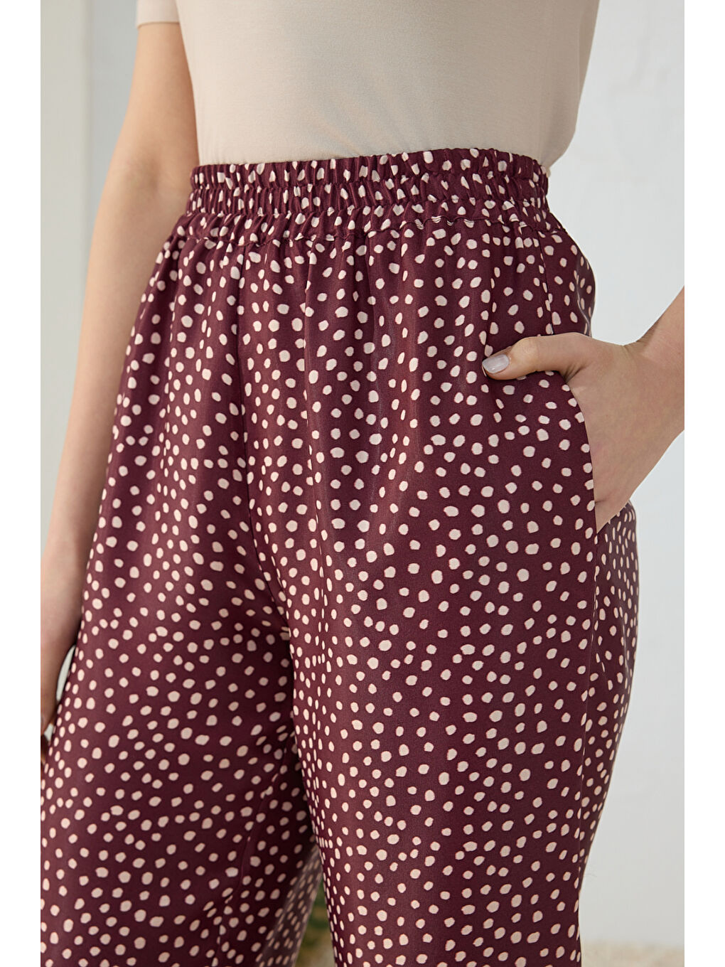 Bordo Desenli Pantolon-5