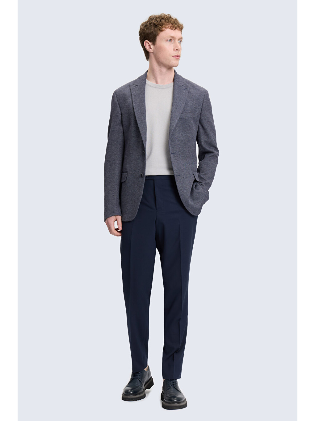 Lacivert Comfort Fit Sivri Yaka Klasik Ceket