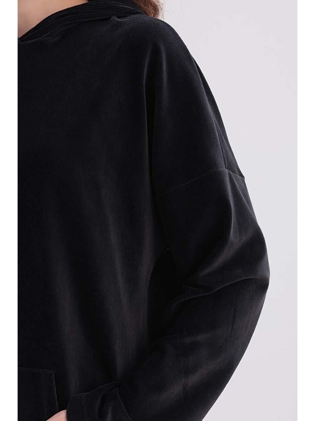 Gri Füme Kapüşonlu Kanguru Cepli Pantolonlu Takım-4