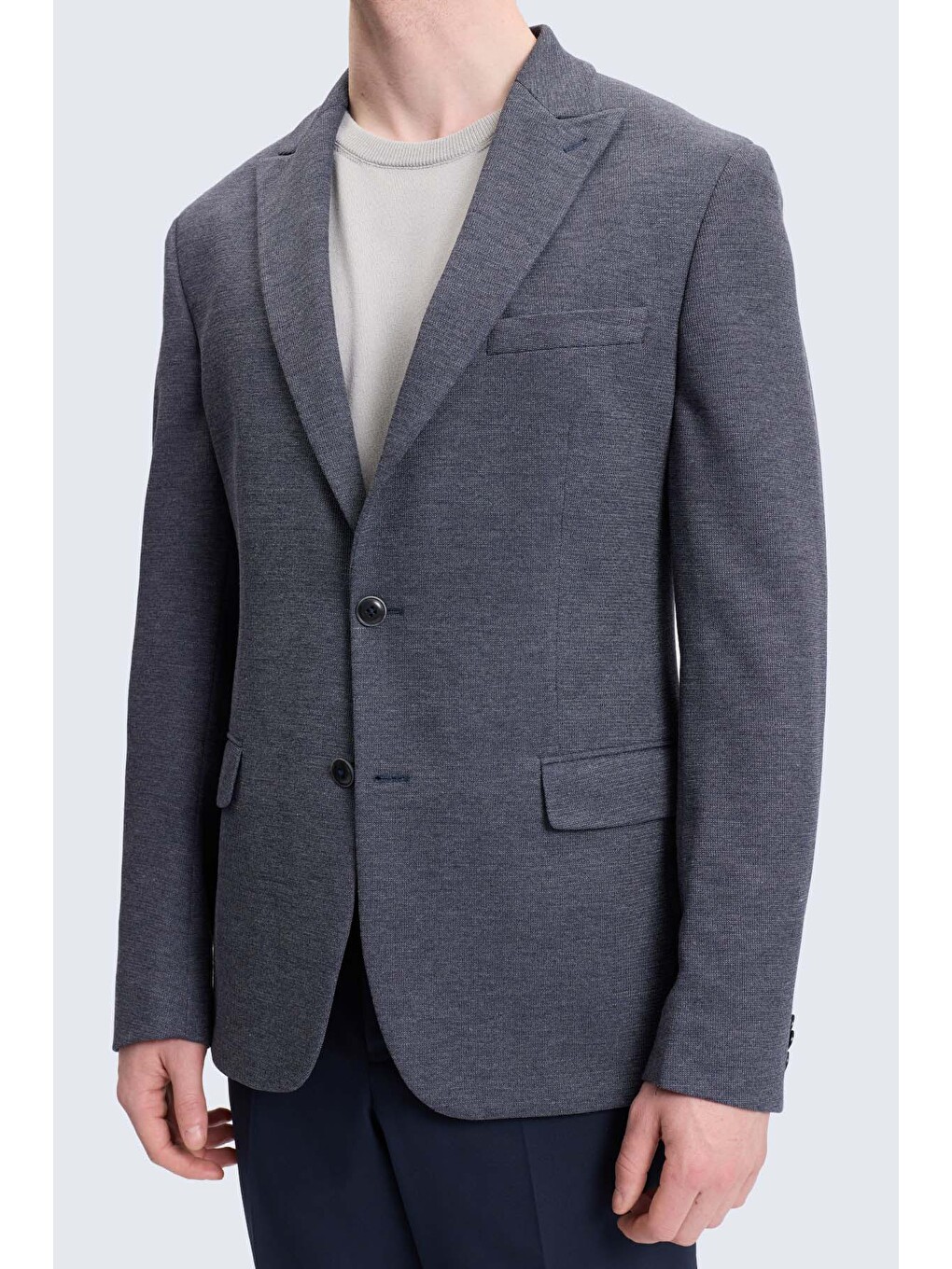 Lacivert Comfort Fit Sivri Yaka Klasik Ceket-3