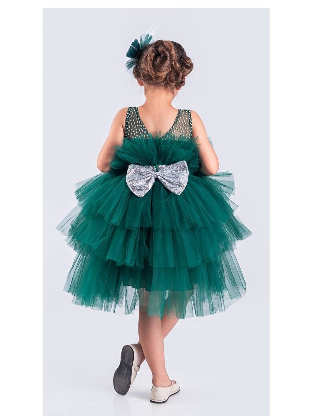 Yeşil Katkat Tüllü Buket Model Kız Çocuk Özel Abiye-2