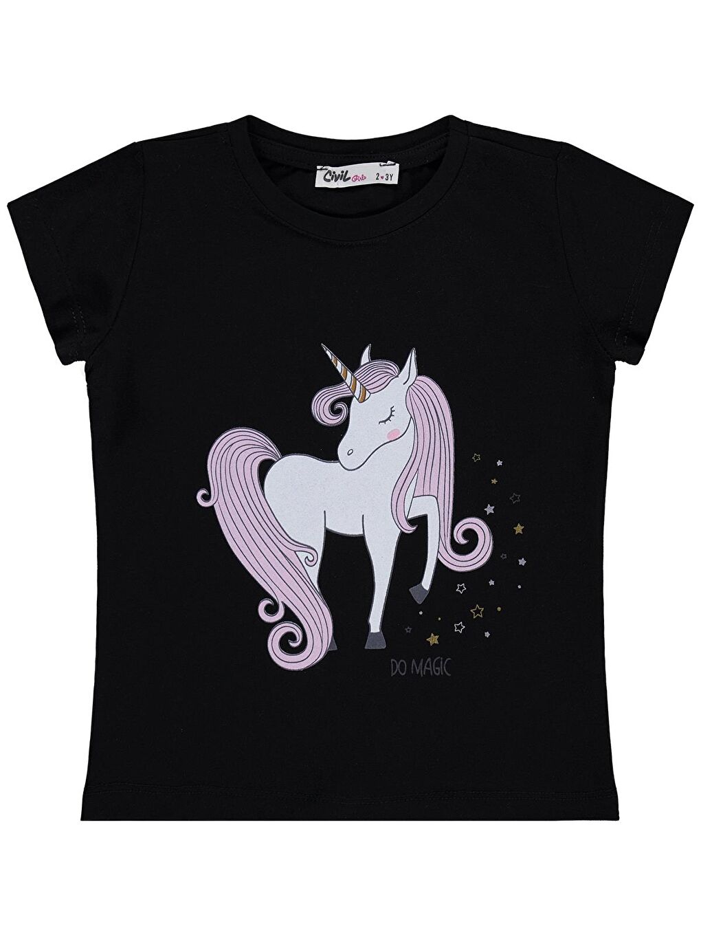 Girls Baskılı 2-5 Yaş Tişört - Siyah