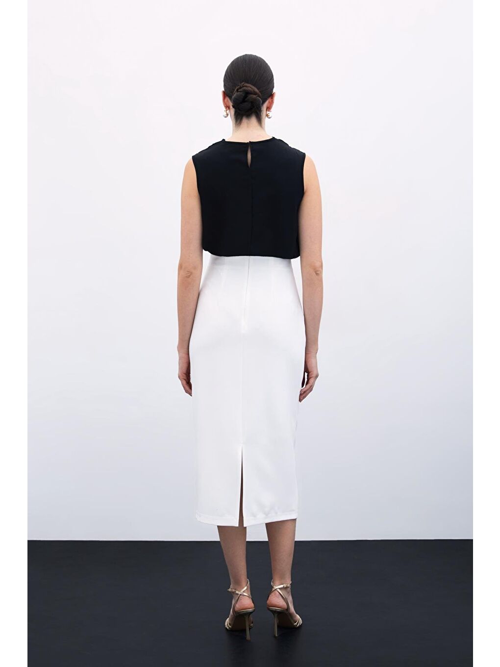 Toka Detaylı Kalem Etek - Ekru-4