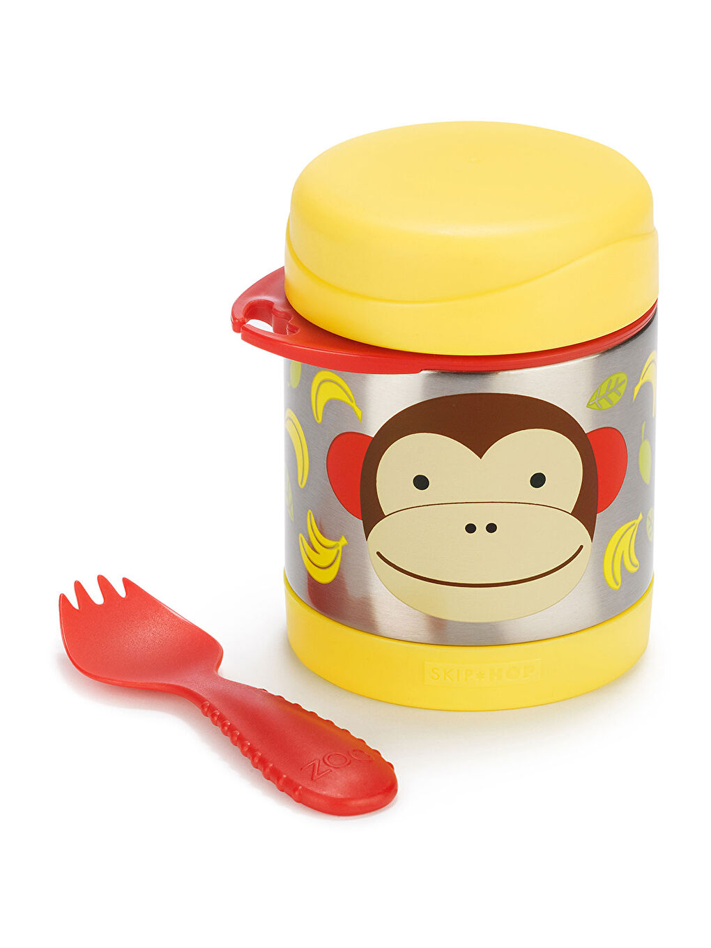 Paslanmaz Çelik Mama Saklama Termosu Seti - Maymun-1