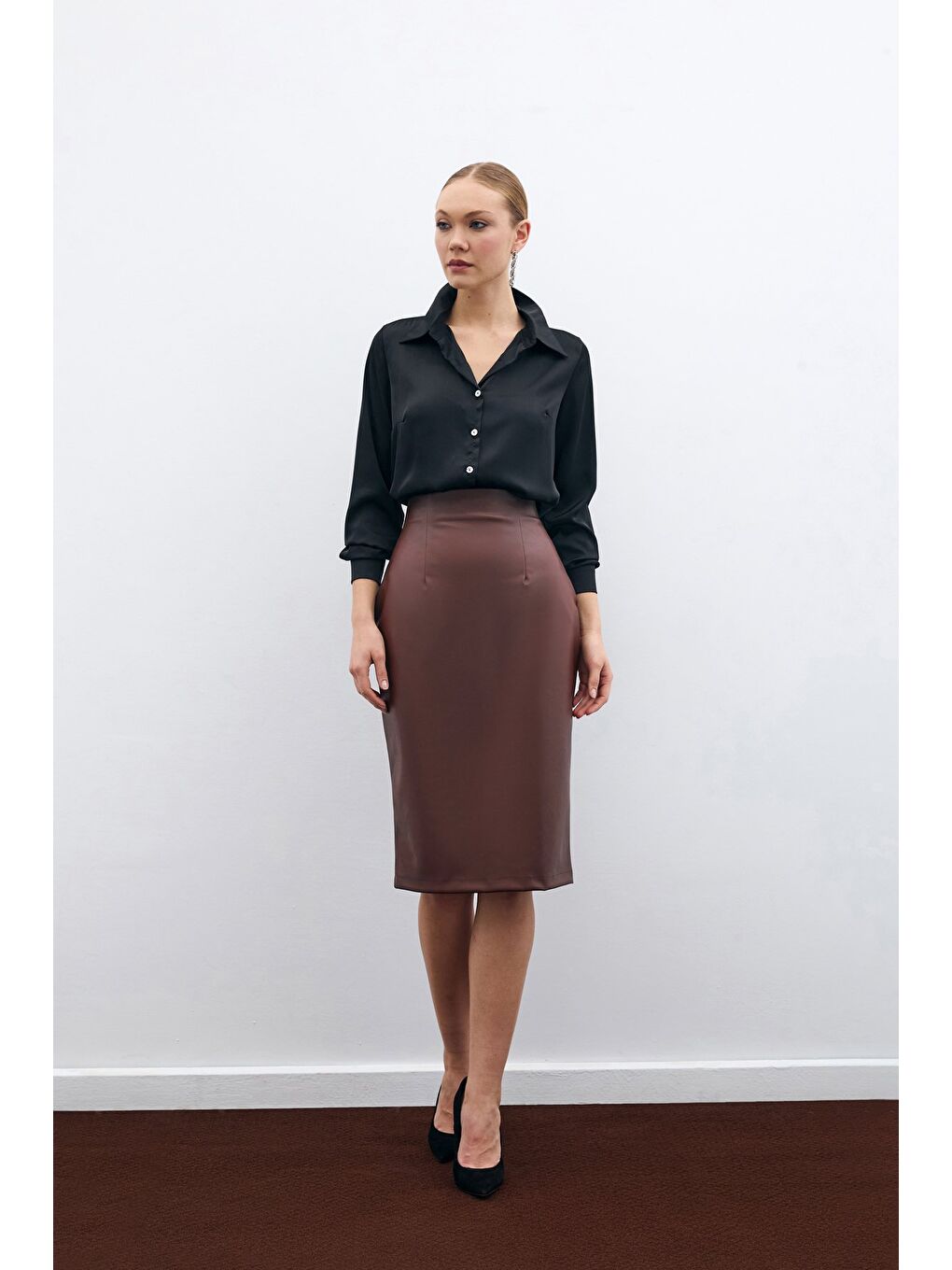 Kahverengi Deri Kalem Etek - Kahve