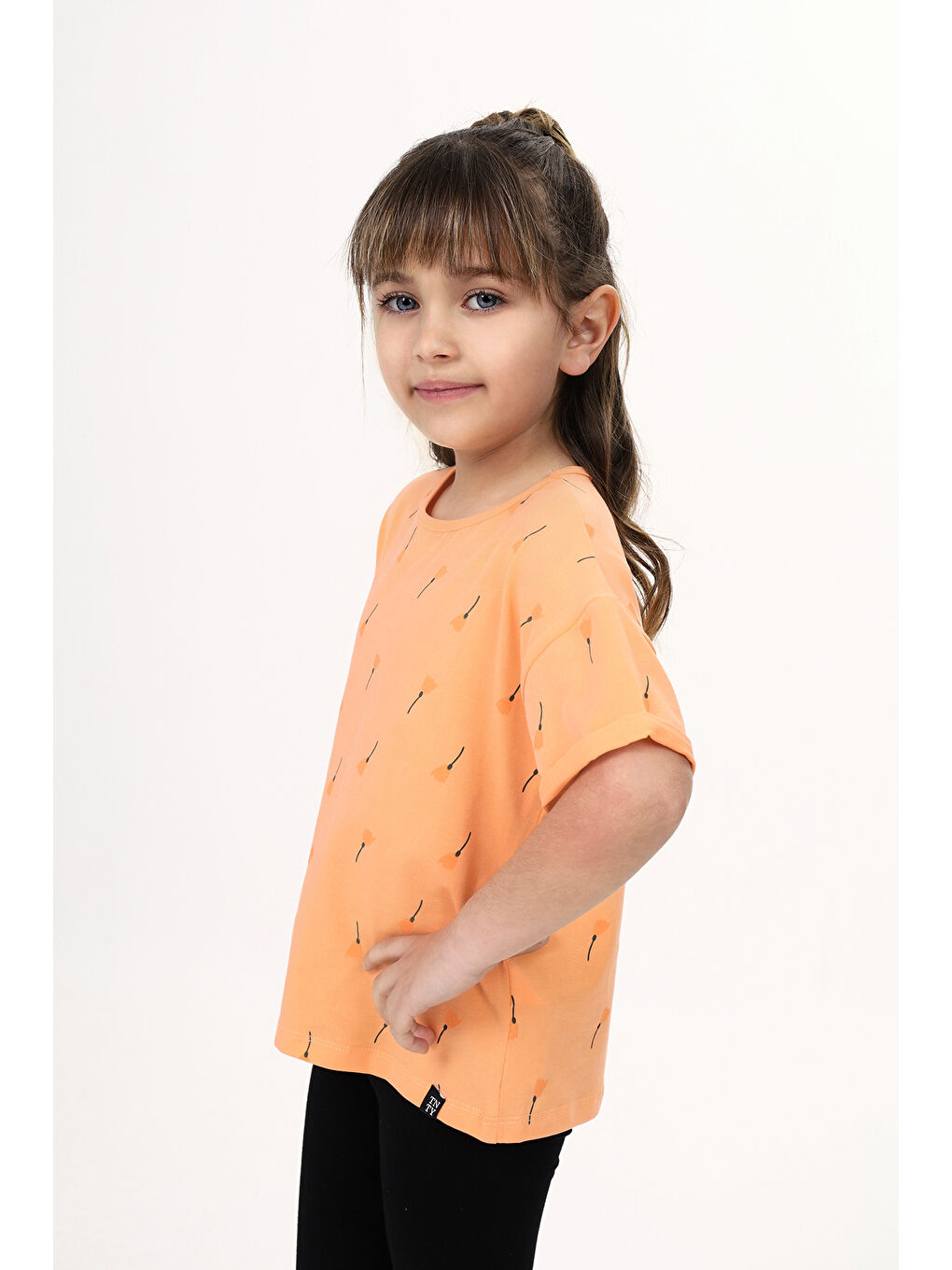 Turuncu Kız Çocuk Baskılı Tişört-2