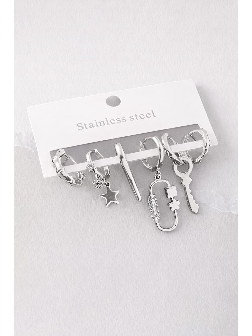 Gri Çelik 6'lı Anime Küpe-1