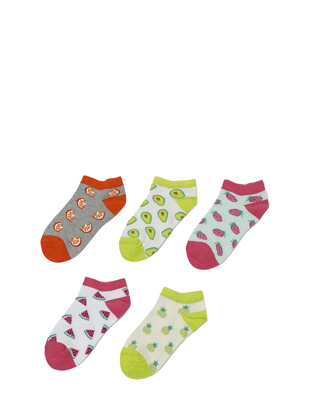 FRUIT 5 LI PTK-G 5FX Beyaz Kız Çocuk 5'li Patik Çorap
