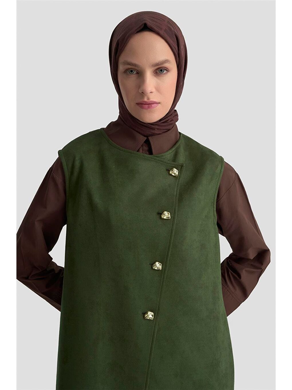 Yelekli Süet Takım 25Kd1506 Haki