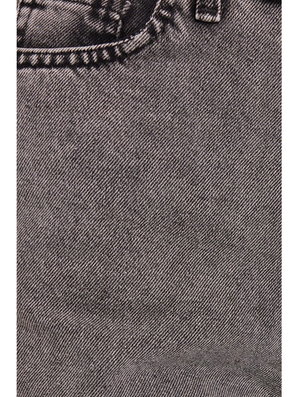 Kadın Regular Fit Klasik Kesim Baggy Pamuklu Geniş Paça Antrasit Jean Pantolon-5