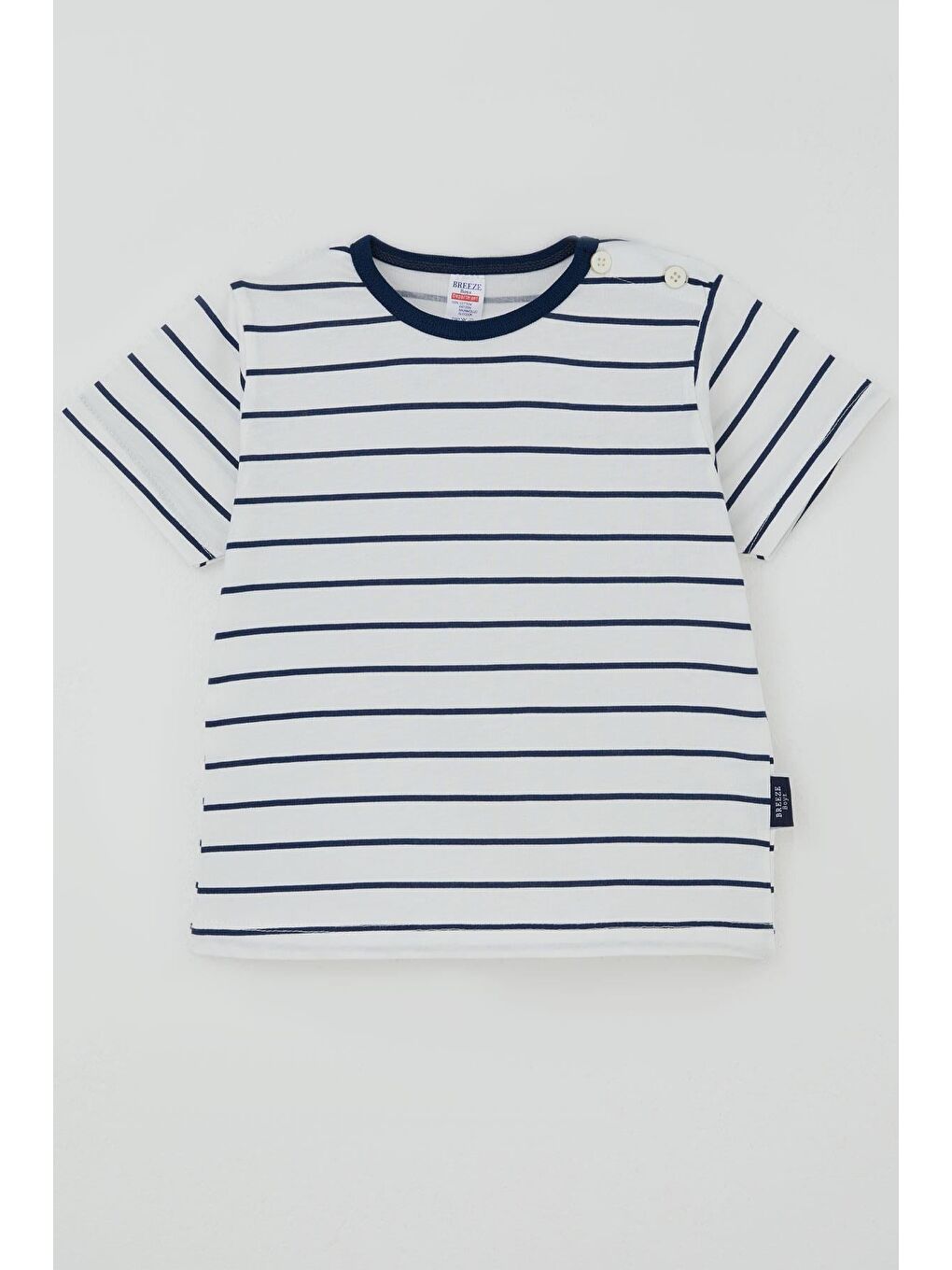 Erkek Çocuk Tişört Patlı Çizgili Beyaz (1-3 Yaş)