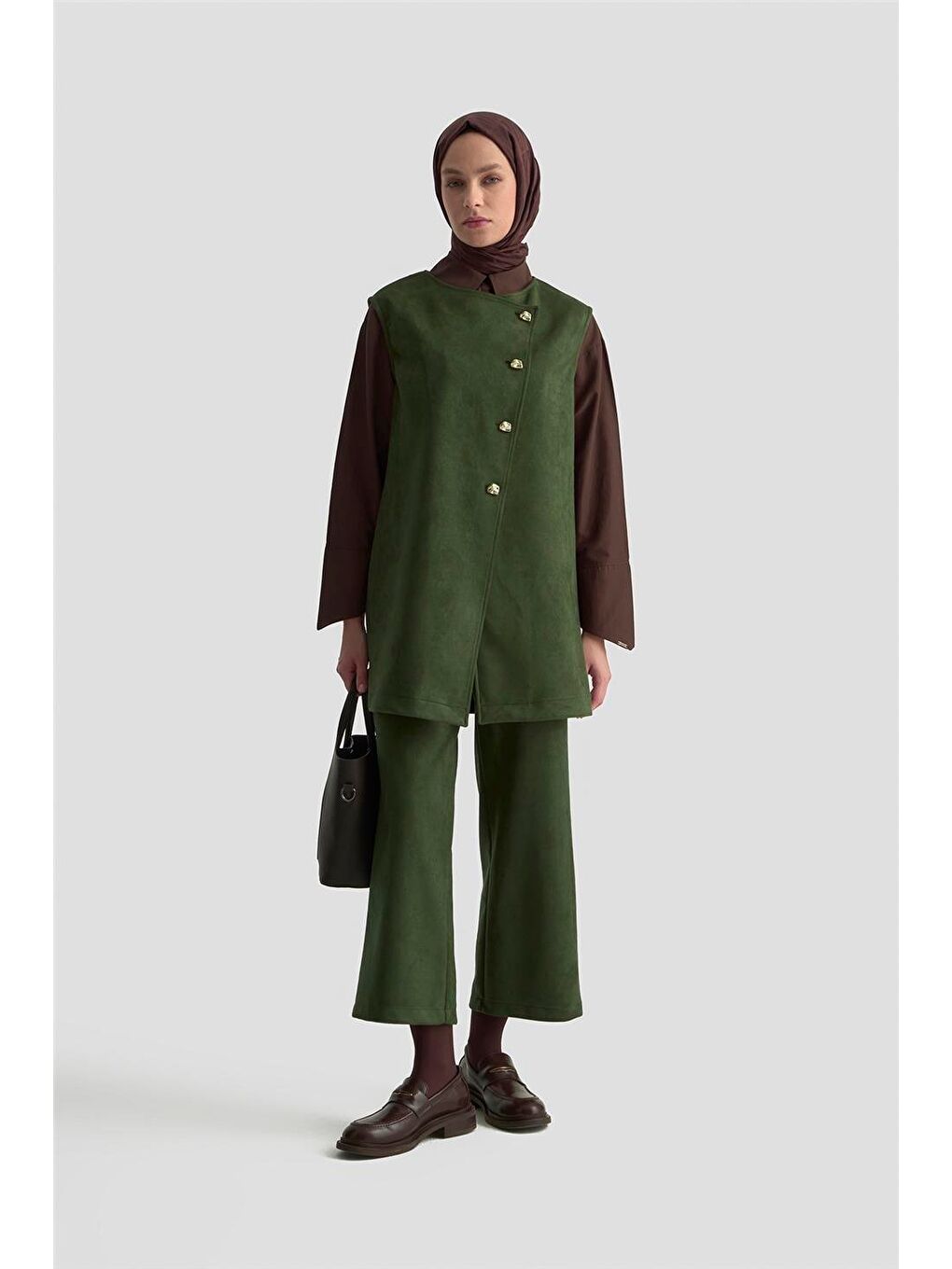 Yelekli Süet Takım 25Kd1506 Haki-1