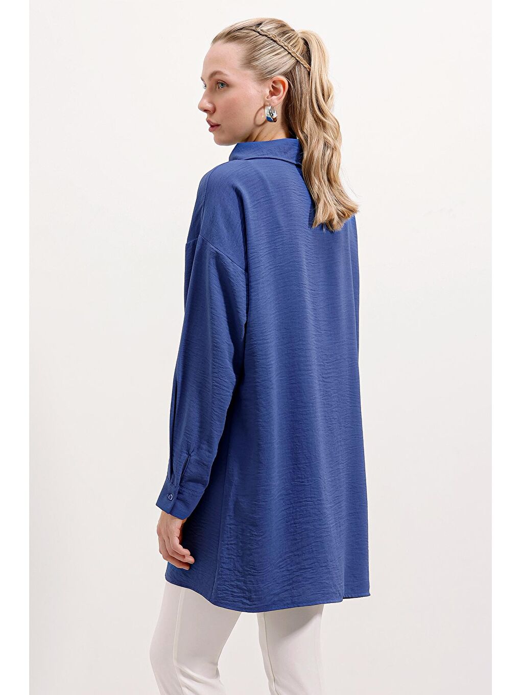 Mavi 5917 Fermuarlı Oversize Tunik - Saks-3
