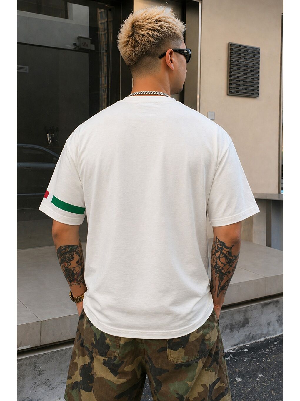 Beyaz Erkek %100 Pamuk Regular Baskılı Tişört-2