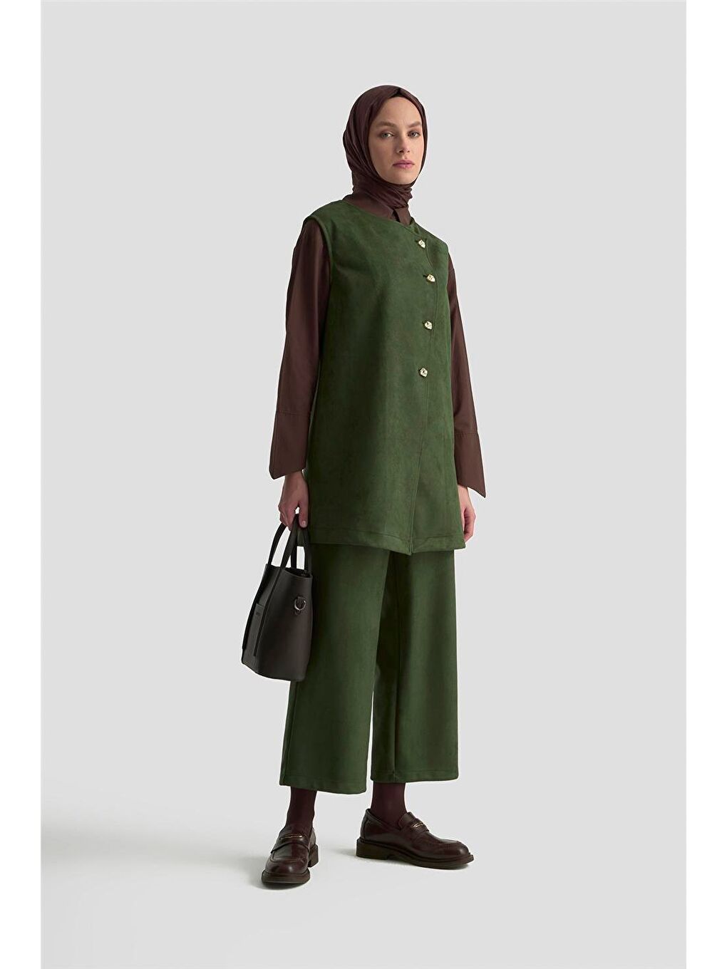 Yelekli Süet Takım 25Kd1506 Haki-2