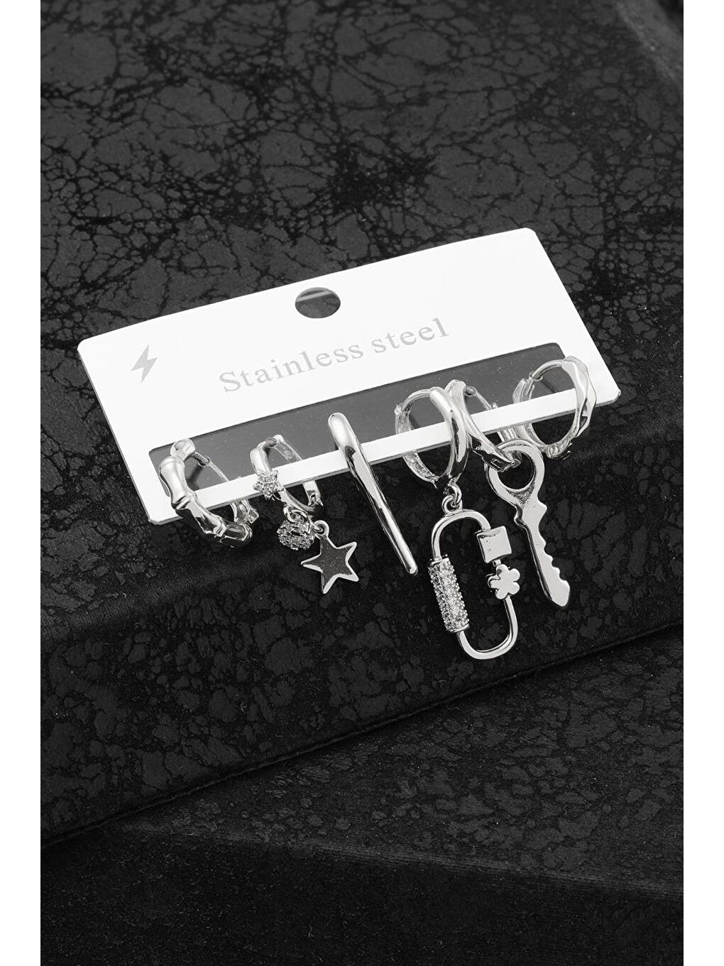 Gri Çelik 6'lı Anime Küpe-4